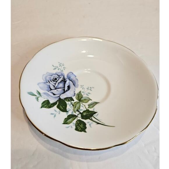 Elegant Royal Stafford Bone China Teacup & Saucer Set: Blue Rose  Gold Accents - Picture 3 of 10